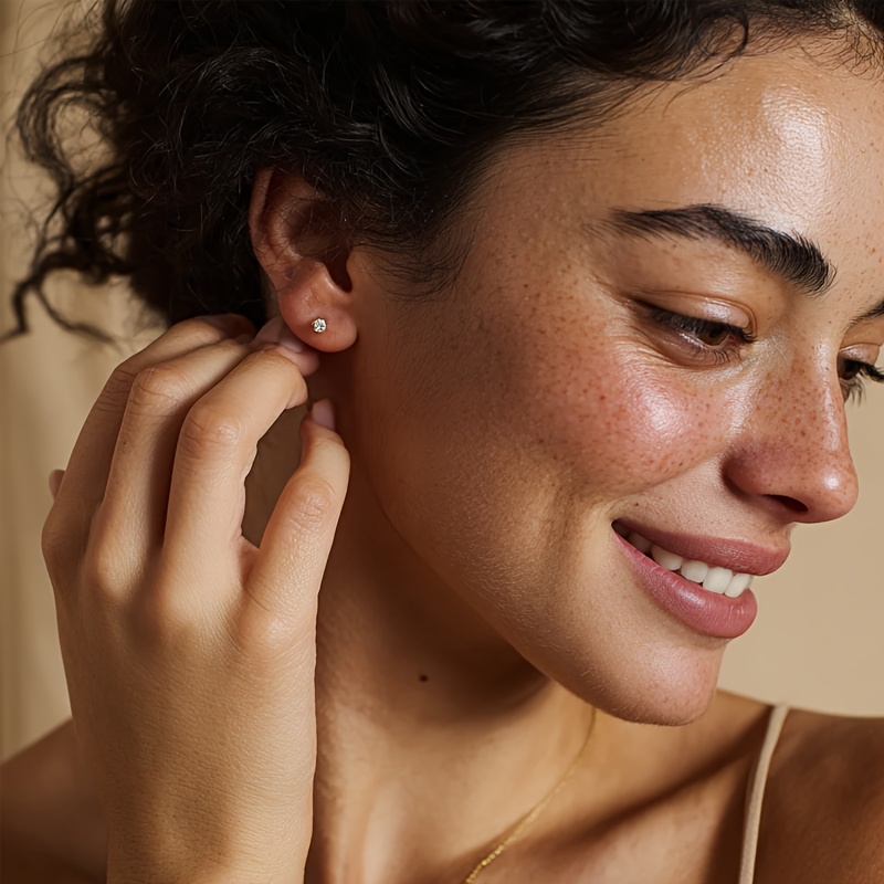 G23 Titanium Multicolor Round Stud Earrings Set, Hypoallergenic